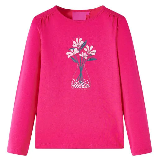 Camiseta Infantil de Manga Larga Rosa Brillante 104