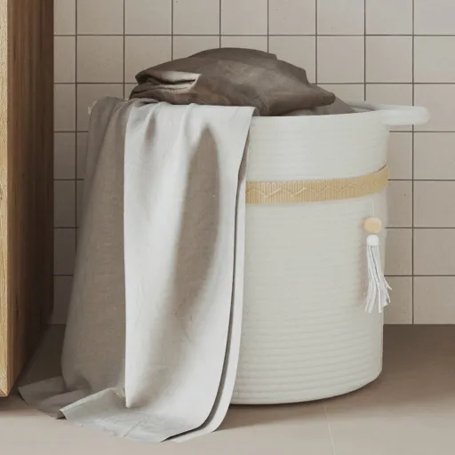 Cesta de Almacenaje Algodón Blanco Ø38x36 cm