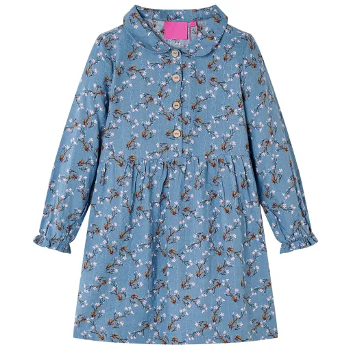 Vestido Infantil de Manga Larga Azul Petróleo 92