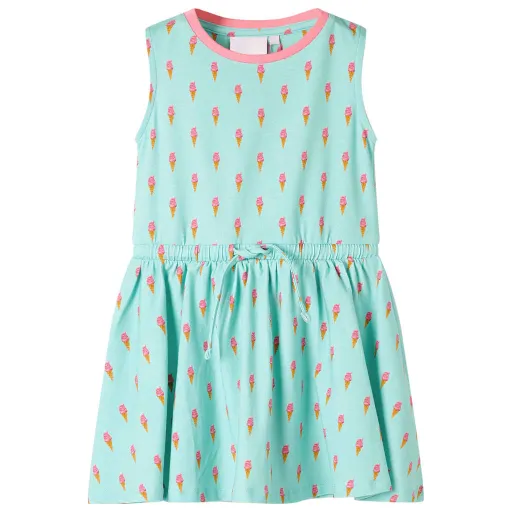 Vestido Infantil Con Cordón Menta Claro 140