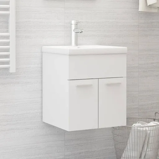 Mueble Con Lavabo Blanco Madera Contrachapada
