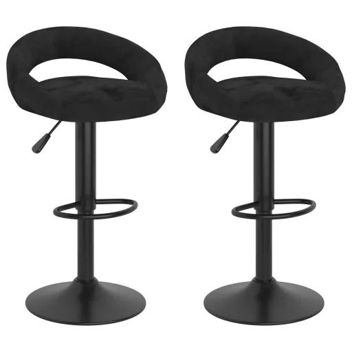 Taburetes de Cocina 2 Unidades Terciopelo Negro
