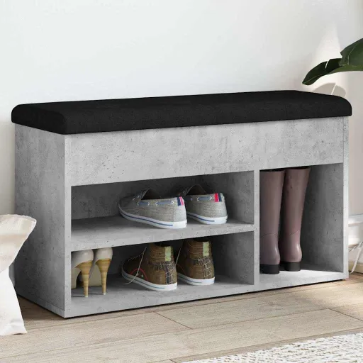 Banco Zapatero Madera de Ingeniería Gris Hormigón 82x32x45,5 cm