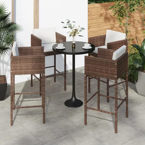 Taburetes de Cocina Con Cojines 4 Uds Ratán Sintético Marrón