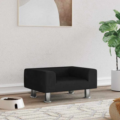 Cama Para Perros de Terciopelo Negra 50x40x26,5 cm
