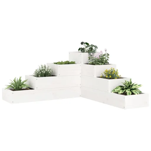 Jardinera 4 Niveles Madera Maciza de Pino Blanca 80,5x79x36 cm
