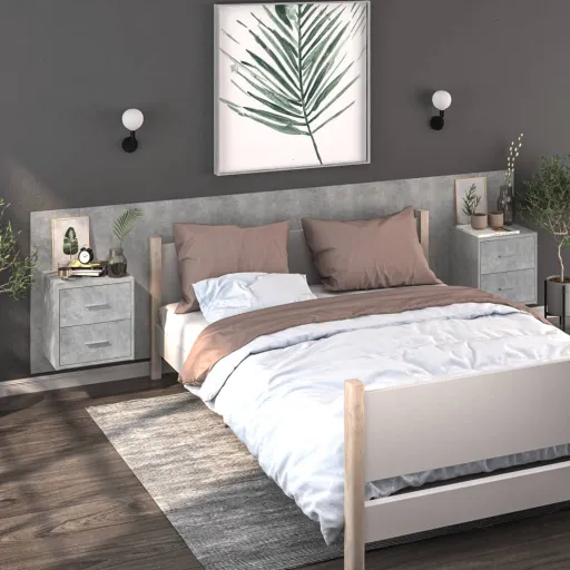 Mesitas de Noche de Pared 2 Unidades Color Gris Hormigón