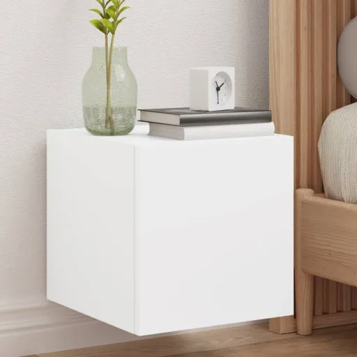 Mueble de TV de Pared Con Luces LED Blanco 30,5x35x30 cm