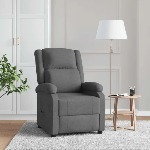 Sillón Reclinable de Tela Gris Oscuro