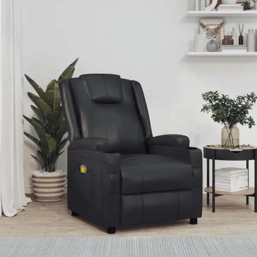 Sillón de Masaje de Cuero Sintético Negro