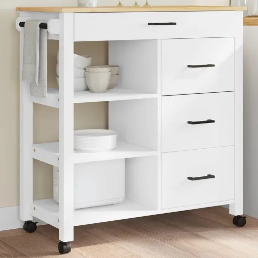 Carrito de Cocina MONZA Madera Maciza de Pino 84x40x88,5 cm
