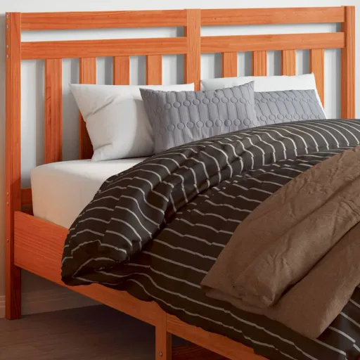 Cabecero de Cama Madera Maciza de Pino Marrón Cera 135 cm