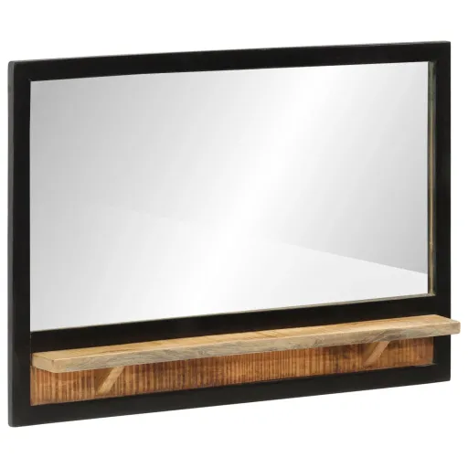 Espejo Con Estantes Madera Maciza de Mango y Vidrio 80x8x55 cm