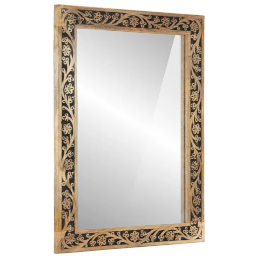 Espejo de Baño Madera Maciza de Acacia y Vidrio 50x70x2,5 cm