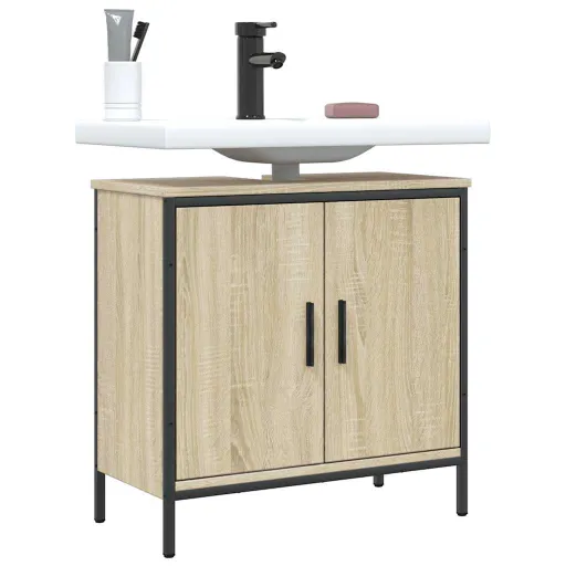 Armario Lavabo Baño Madera Ingeniería Roble Sonoma 60x30x60 cm