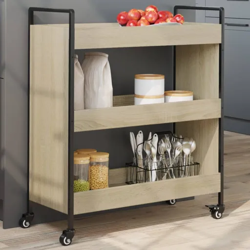 Carrito de Cocina Madera de Ingeniería Roble Sonoma 70x30x82 cm
