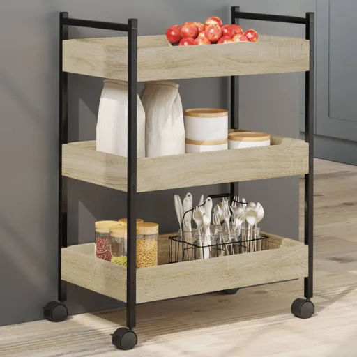 Carrito de Cocina Madera de Ingeniería Roble Sonoma 50x30x70 cm