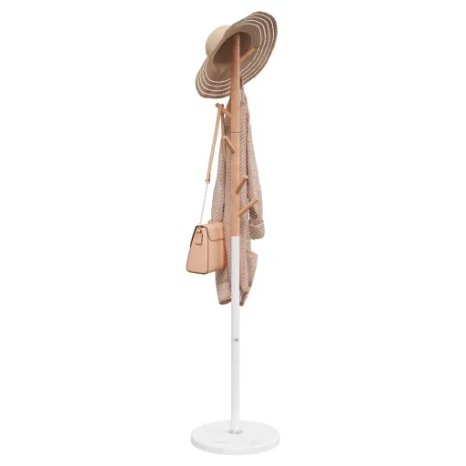 Perchero de Hierro Con Recubrimiento en Polvo Blanco 172 cm