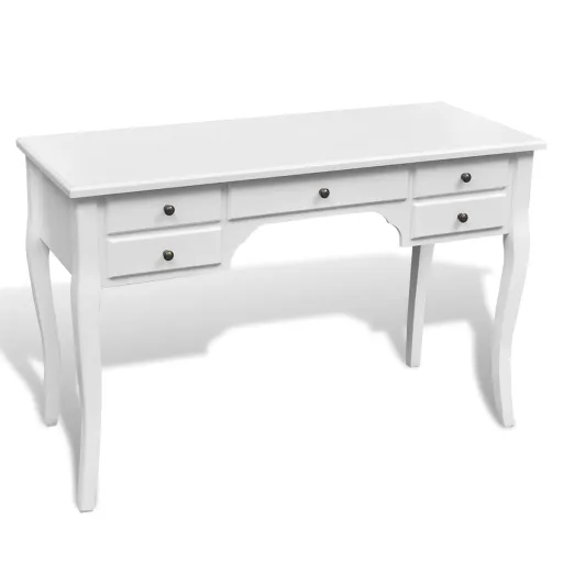 Escritorio Francés de Madera Con Patas Curvadas y 5 Cajones