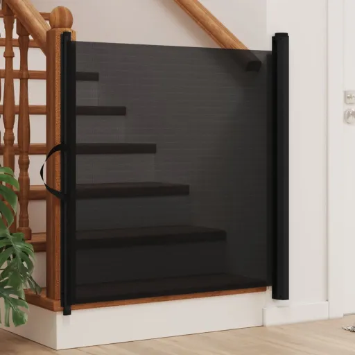 Puerta Retráctil Para Mascotas Negra 82,5x125 cm