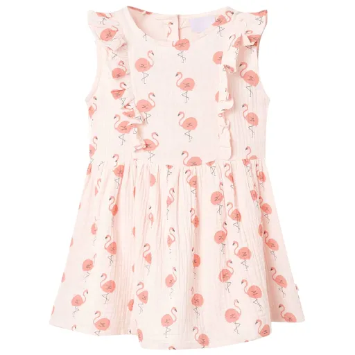 Vestido Infantil Con Volantes Rosa Suave 92