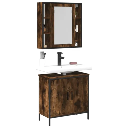 Set de Muebles Baño 2 Pzas Madera Contrachapada Roble Ahumado