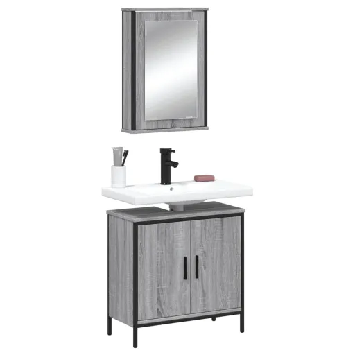 Set de Muebles de Baño 2 Pzas Madera Contrachapada Gris Sonoma
