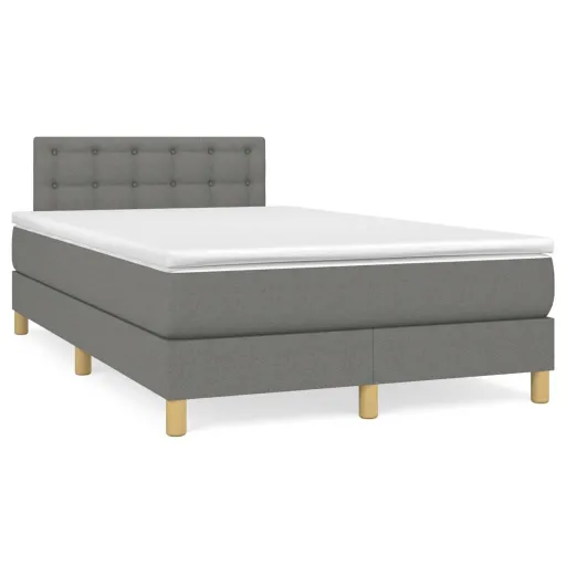 Cama Box Spring Con Colchón Tela Gris Oscuro 120x190 cm