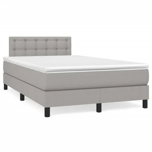Cama Box Spring Con Colchón Tela Gris Claro 120x190 cm