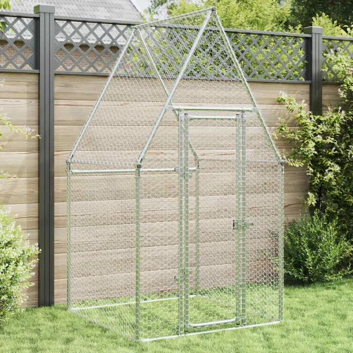 Jaula Para Gallinas Acero Galvanizado Plateado 100x100x190 cm