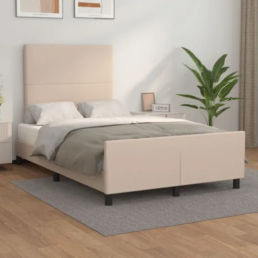 Estructura Cama Sin Colchón Cuero Sintético Capuchino 120x190cm