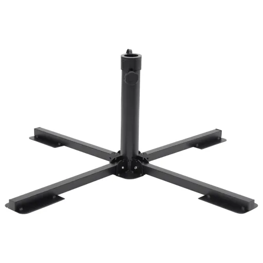 Base de Sombrilla Para Mástil de Ø38/48 mm Acero Negro Brillo