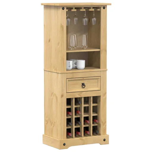 Mueble Botellero Corona Madera Maciza de Pino 56x35x134,5 cm