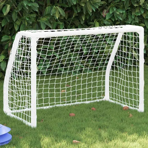 Porterías Fútbol Niños y Balón 2 Uds Metal Blanco 64x35x48 cm