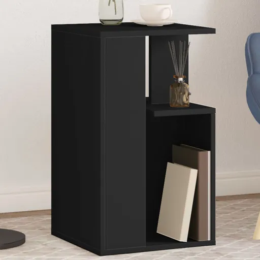Mesa Auxiliar Madera de Ingeniería Negro 35x35x60 cm