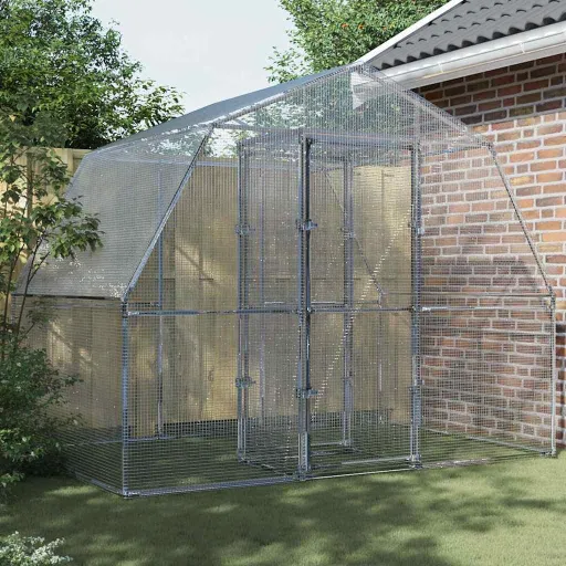 Jaula Para Pájaros Con Puerta Acero Galvanizado Plateado