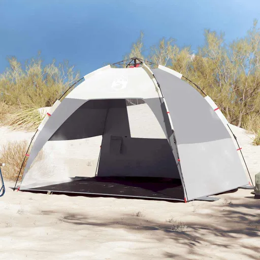 Tienda de Playa 2 Personas Impermeable Apertura Rápida Gris