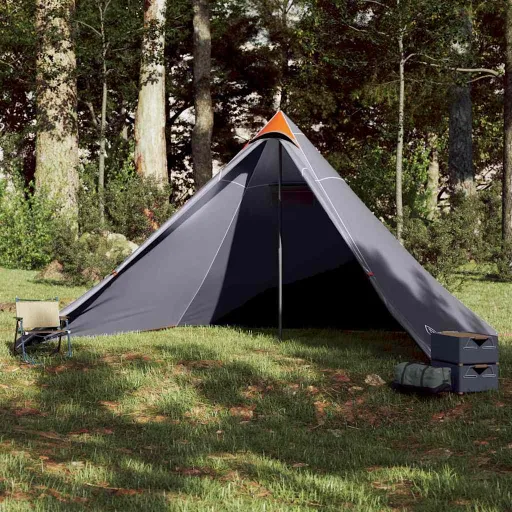 Tienda Familiar Tipi Para 7 Personas Impermeable Gris y Naranja