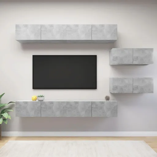 Set de Muebles de Salón 6 Pzas Madera Ingeniería Gris Hormigón