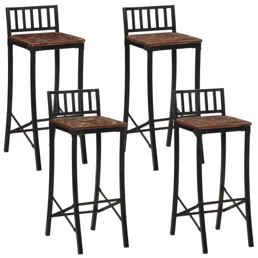 Taburetes Altos 4 Unidades Madera Maciza Reciclada