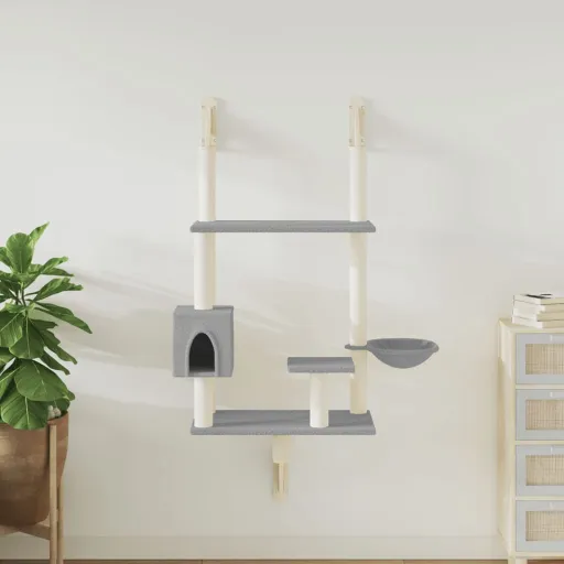 Árbol Rascador Para Gatos de Pared Gris Claro 153 cm
