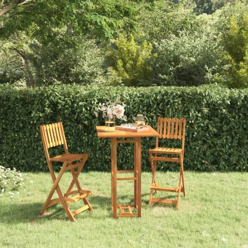 Taburetes Altos de Jardín Plegables 2 Uds Madera Maciza Acacia
