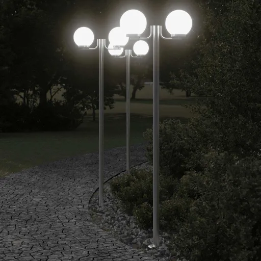 Farolas de Exterior 3 Unidades Acero Inoxidable 215 cm