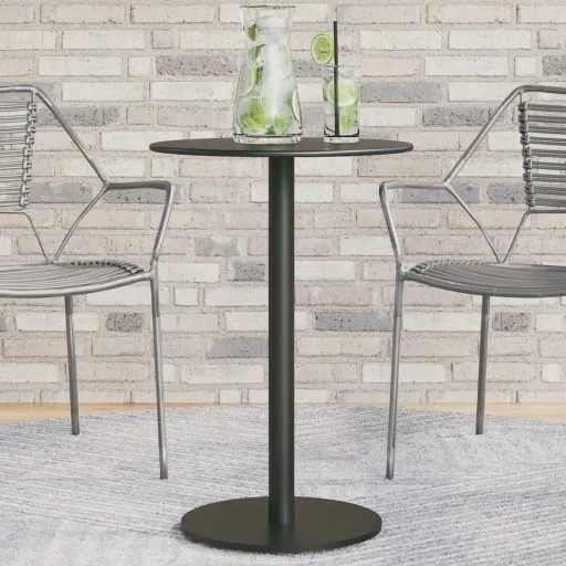Mesa de Jardín Redonda Acero Negro Ø50x72 cm