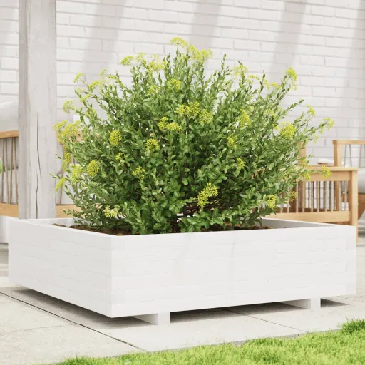 Jardinera de Madera Maciza de Pino Blanco 90x90x26,5 cm
