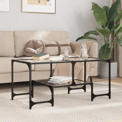 Mesa de Centro Superficie de Vidrio Acero 98,5x50x45 cm