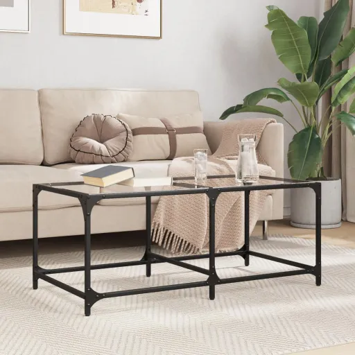 Mesa de Centro Superficie de Vidrio Acero 98,5x50x40 cm