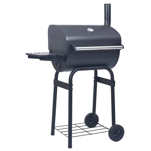 Barbacoa de Carbón Con Ahumador y Estante Inferior Negro