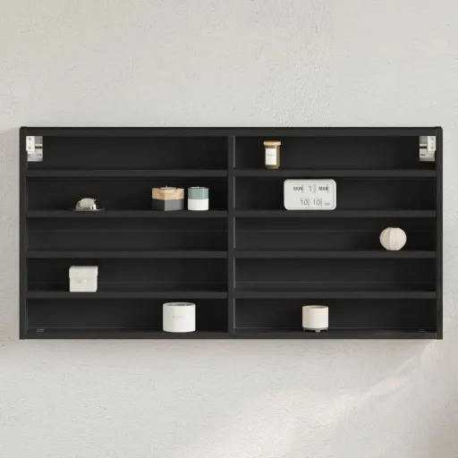 Vitrina de Madera de Ingeniería Negra 100x8,5x50 cm