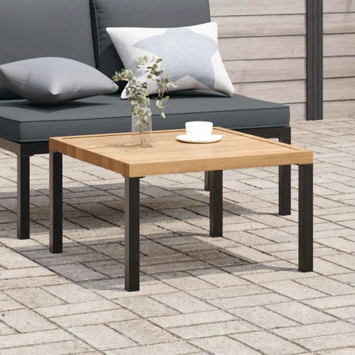Mesa de Centro de Jardín Aluminio Negro 65x65x40 cm